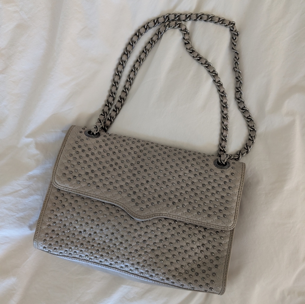 Rebecca Minkoff Studded Flap Bag Grey With Gunmetal Hardware